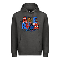 Charcoal Heather america lightning bolt Premium Hoodie - Zillion Design Studio