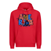 Red america lightning bolt Premium Hoodie - Zillion Design Studio