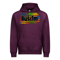 Mauve Wine autism american flag Urban Hoodie - Zillion Design Studio