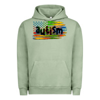 Pigment Oil Green autism american flag Urban Hoodie - Zillion Design Studio