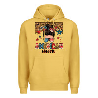 Antique Gold american mom junkie messy bun Premium Hoodie - Zillion Design Studio
