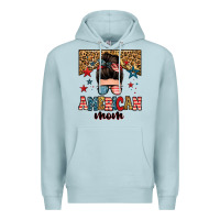 Blue Mist american mom junkie messy bun Premium Hoodie - Zillion Design Studio