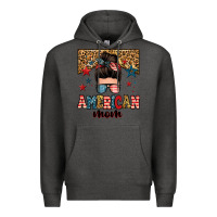 Charcoal Heather american mom junkie messy bun Premium Hoodie - Zillion Design Studio