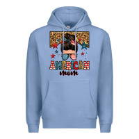 Colony Blue american mom junkie messy bun Premium Hoodie - Zillion Design Studio