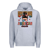 Heather Grey american mom junkie messy bun Premium Hoodie - Zillion Design Studio
