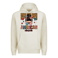 Oatmeal Heather american mom junkie messy bun Premium Hoodie - Zillion Design Studio