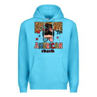 Ocean Blue american mom junkie messy bun Premium Hoodie - Zillion Design Studio