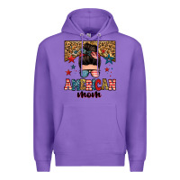 Purple american mom junkie messy bun Premium Hoodie - Zillion Design Studio