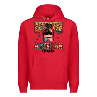 Red american mom junkie messy bun Premium Hoodie - Zillion Design Studio