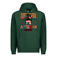 Sports Green american mom junkie messy bun Premium Hoodie - Zillion Design Studio
