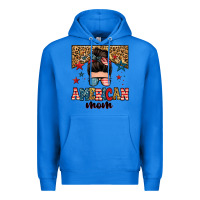True Royal american mom junkie messy bun Premium Hoodie - Zillion Design Studio