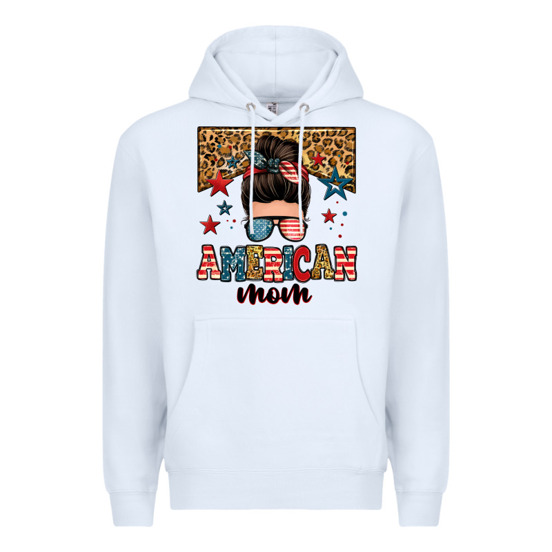 American Mom Junkie Messy Bun Premium Hoodie by Zillion Design Studio | Teevron