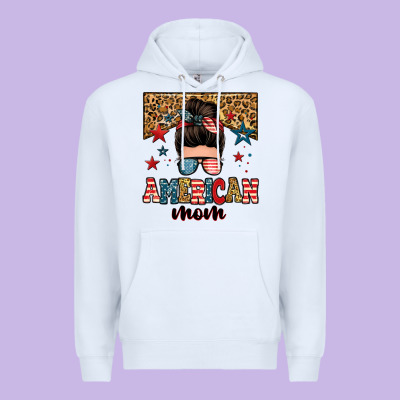 American Mom Junkie Messy Bun Premium Hoodie Designed By Zillion Design Studio