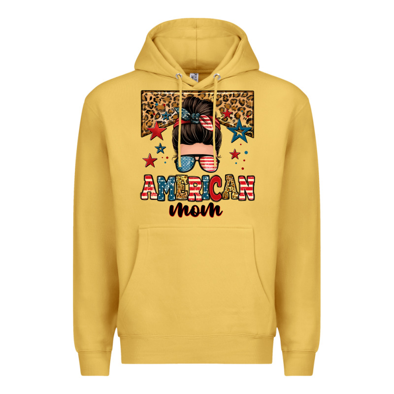 American Mom Junkie Messy Bun Premium Hoodie by Zillion Design Studio | Teevron