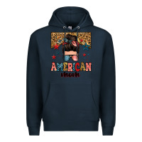 Navy american mom junkie messy bun Premium Hoodie - Zillion Design Studio