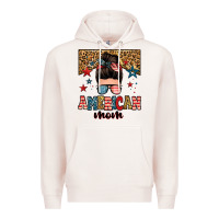 Pale Pink american mom junkie messy bun Premium Hoodie - Zillion Design Studio
