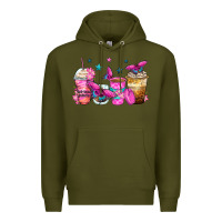 Army Green antisocial butterfly coffee cups Premium Hoodie - Zillion Design Studio