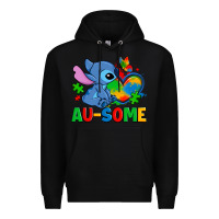 Black ausome stitch autism Premium Hoodie - Zillion Design Studio