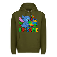 Army Green ausome stitch autism Premium Hoodie - Zillion Design Studio