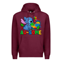 Burgundy ausome stitch autism Premium Hoodie - Zillion Design Studio