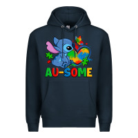 Navy ausome stitch autism Premium Hoodie - Zillion Design Studio