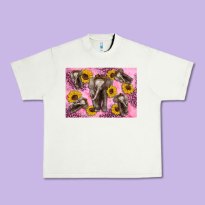 Baby Elephant Sunflowers Kid's Bottle Urban Heavy Tee Designed By Artiststas