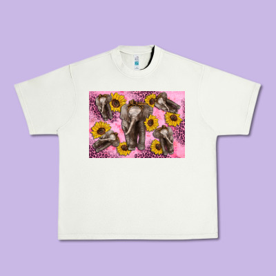 Baby Elephant Sunflowers Kid's Bottle Urban Heavy Tee Designed By Artiststas