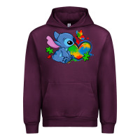 Mauve Wine autism stitch heart Urban Hoodie - Zillion Design Studio