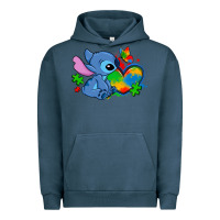 Pigment Midnight Navy autism stitch heart Urban Hoodie - Zillion Design Studio