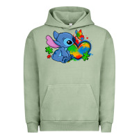 Pigment Oil Green autism stitch heart Urban Hoodie - Zillion Design Studio