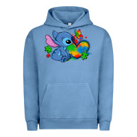 Pigment Pebble Blue autism stitch heart Urban Hoodie - Zillion Design Studio