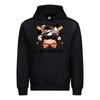 Black baseball life messy bun Urban Hoodie - Zillion Design Studio