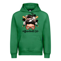 Emerald baseball life messy bun Urban Hoodie - Zillion Design Studio