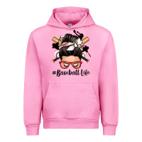 Fuchsia Pink baseball life messy bun Urban Hoodie - Zillion Design Studio