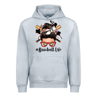 Heather Grey baseball life messy bun Urban Hoodie - Zillion Design Studio