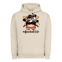 Pigment French Oak baseball life messy bun Urban Hoodie - Zillion Design Studio