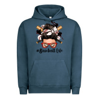 Pigment Midnight Navy baseball life messy bun Urban Hoodie - Zillion Design Studio