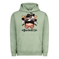 Pigment Oil Green baseball life messy bun Urban Hoodie - Zillion Design Studio