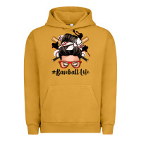 Pigment Peanut Butter baseball life messy bun Urban Hoodie - Zillion Design Studio