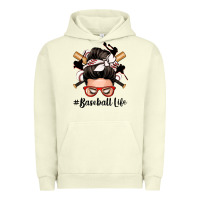 Pigment Pistachio baseball life messy bun Urban Hoodie - Zillion Design Studio