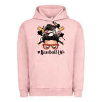 Pigment Salmon baseball life messy bun Urban Hoodie - Zillion Design Studio