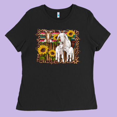 Gats Baby Gots Sunflowers Wooden Serape Leopard Ladies Tee Designed By Artiststas