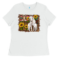 White gats baby gots sunflowers wooden serape leopard Ladies Tee - Artiststas