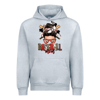 Heather Grey baseball mom messy bun Urban Hoodie - Zillion Design Studio
