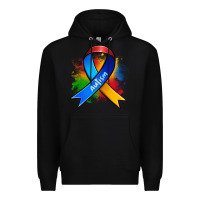 Black autism ribbon Premium Hoodie - Zillion Design Studio