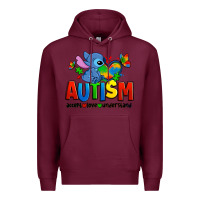 Burgundy autism stitch accept love understand Premium Hoodie - Zillion Design Studio