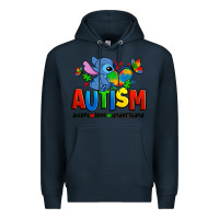 Navy autism stitch accept love understand Premium Hoodie - Zillion Design Studio