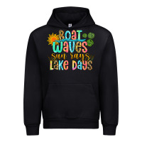 Black boat waves sun rays lake days Urban Hoodie - Zillion Design Studio