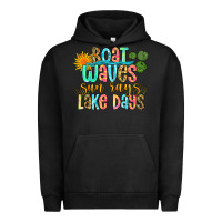Pigment Black boat waves sun rays lake days Urban Hoodie - Zillion Design Studio