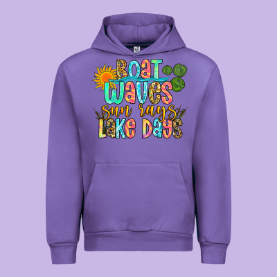 Boat Waves Sun Rays Lake Days Urban Hoodie Designed By Zillion Design Studio